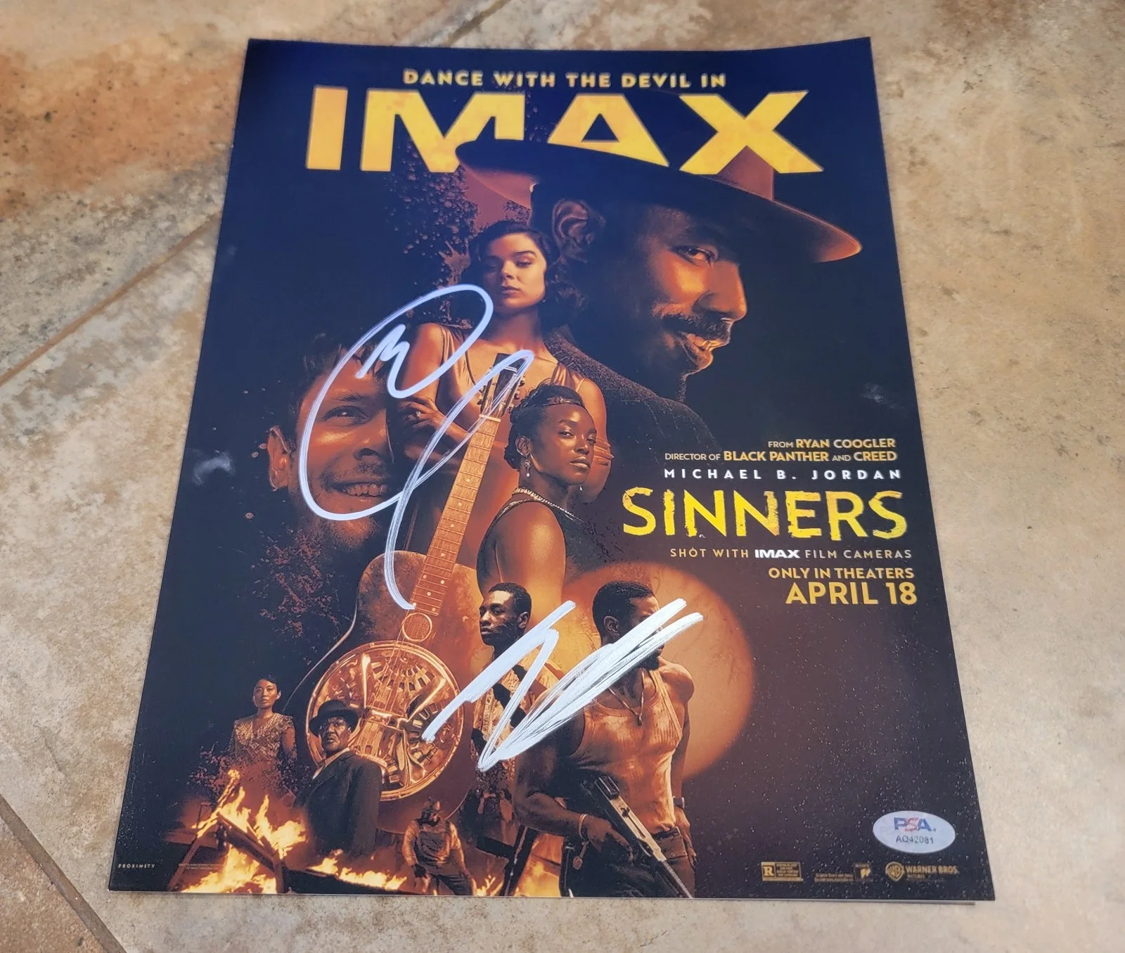 Michael B. Jordan, Miles Caton — Michael B Jordan Miles Caton signed 11x14 photo PSA DNA autograph Sinners Cast