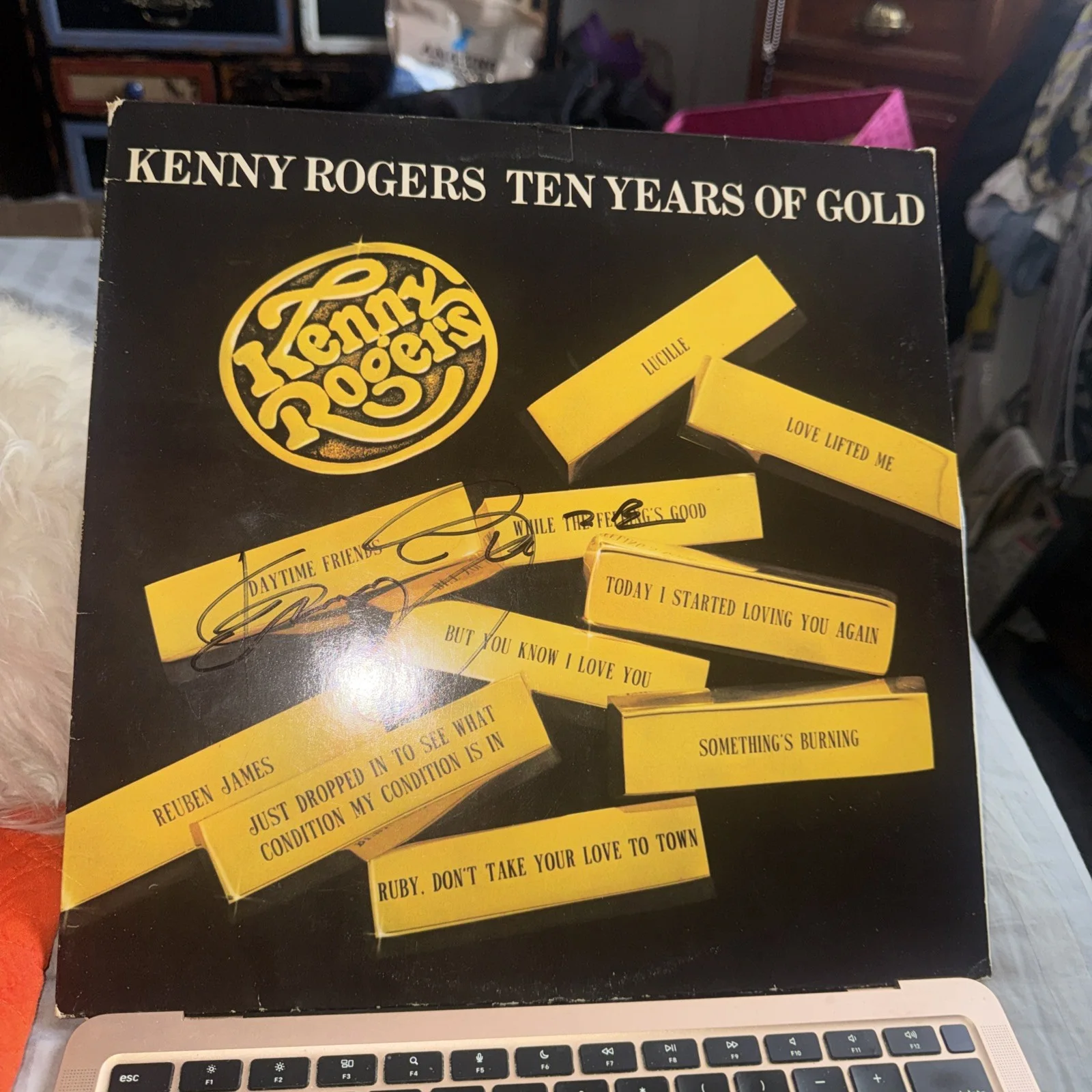 SIGNED KENNY ROGERS ALBUM LP TEN YEARS OF GOLD, изображение 2