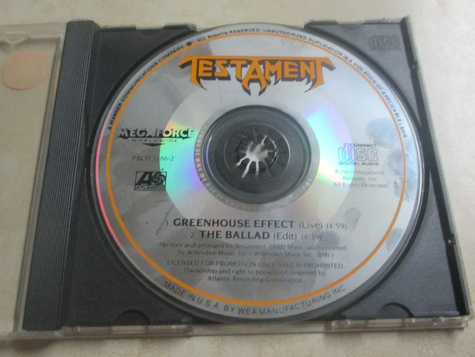 TESTAMENT AUTHENTIC AUTOGRAPHED/SIGNED GREENHOUSE EFFECT PROMO CD CHUCK BILLY +2, image 3