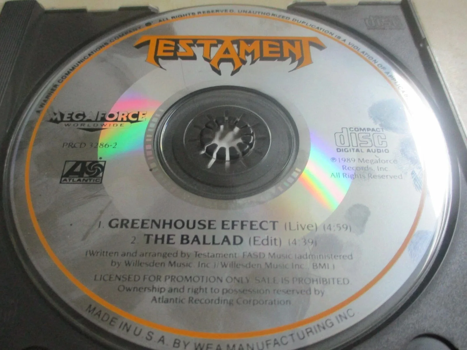 TESTAMENT AUTHENTIC AUTOGRAPHED/SIGNED GREENHOUSE EFFECT PROMO CD CHUCK BILLY +2, image 4