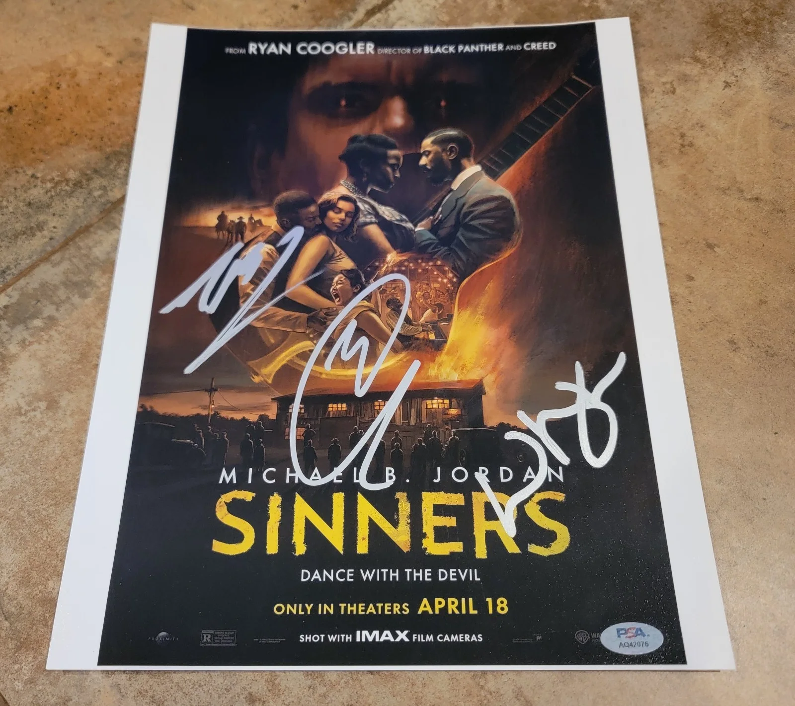 Michael B. Jordan, Miles Caton, Wunmi Mosaku — Sinners Cast 3x signed 11x14 photo PSA DNA Michael B Jordan Wunmi Miles Caton