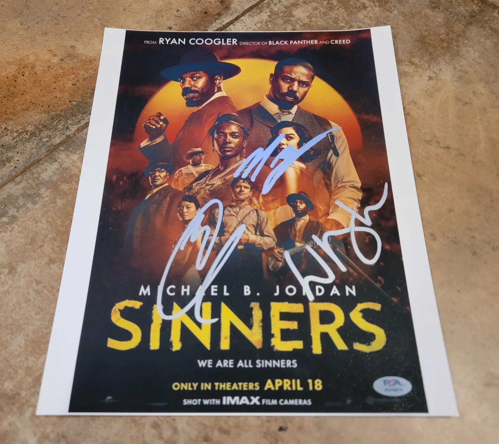 Michael B. Jordan, Miles Caton, Wunmi Mosaku — Sinners Cast 3x signed 11x14 photo PSA DNA Michael B Jordan Miles Caton Wunmi