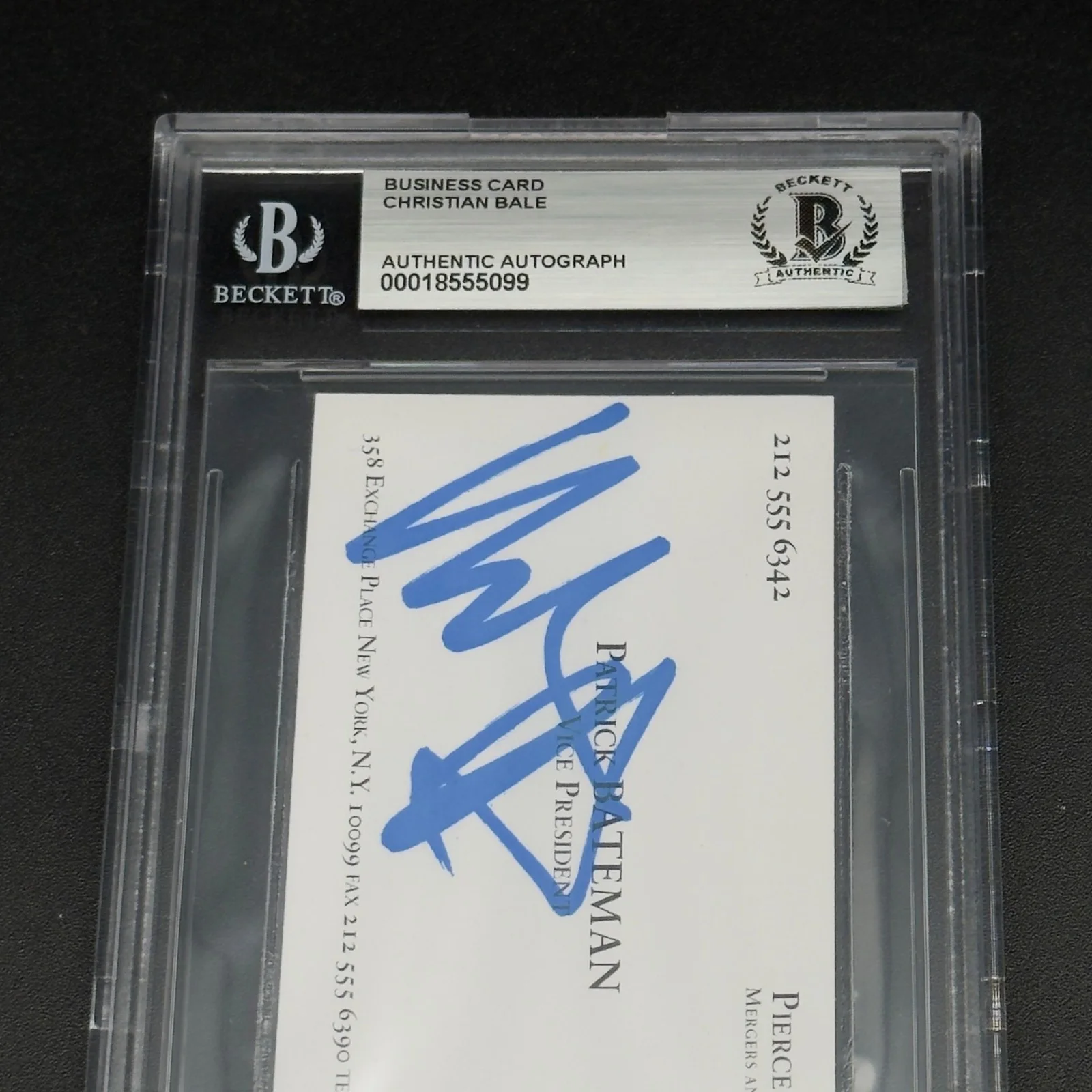 Christian Bale — Christian Bale Signed American Psycho Business Card Autograph Beckett Slabbed!!!, image 2