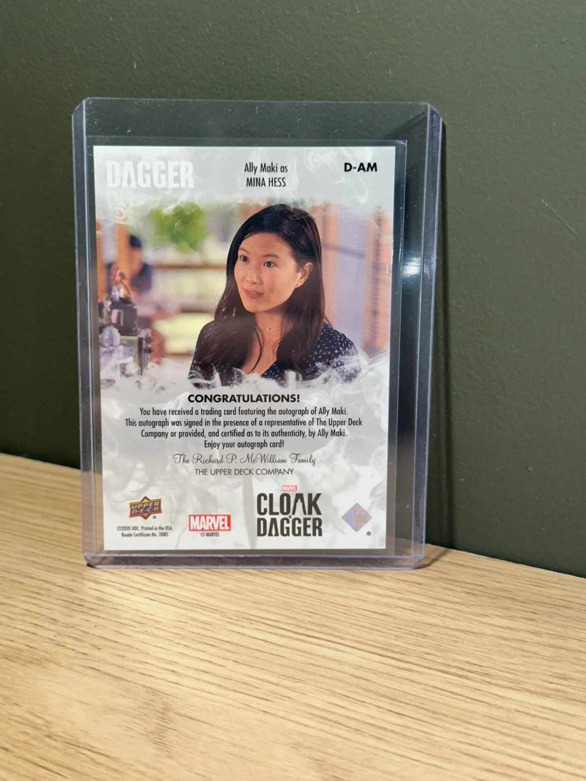 Ally Maki — Ally Maki Signed Cloak Dagger Upper Deck Auto Card D-AM Mina Hess Marvel Netflix, image 2