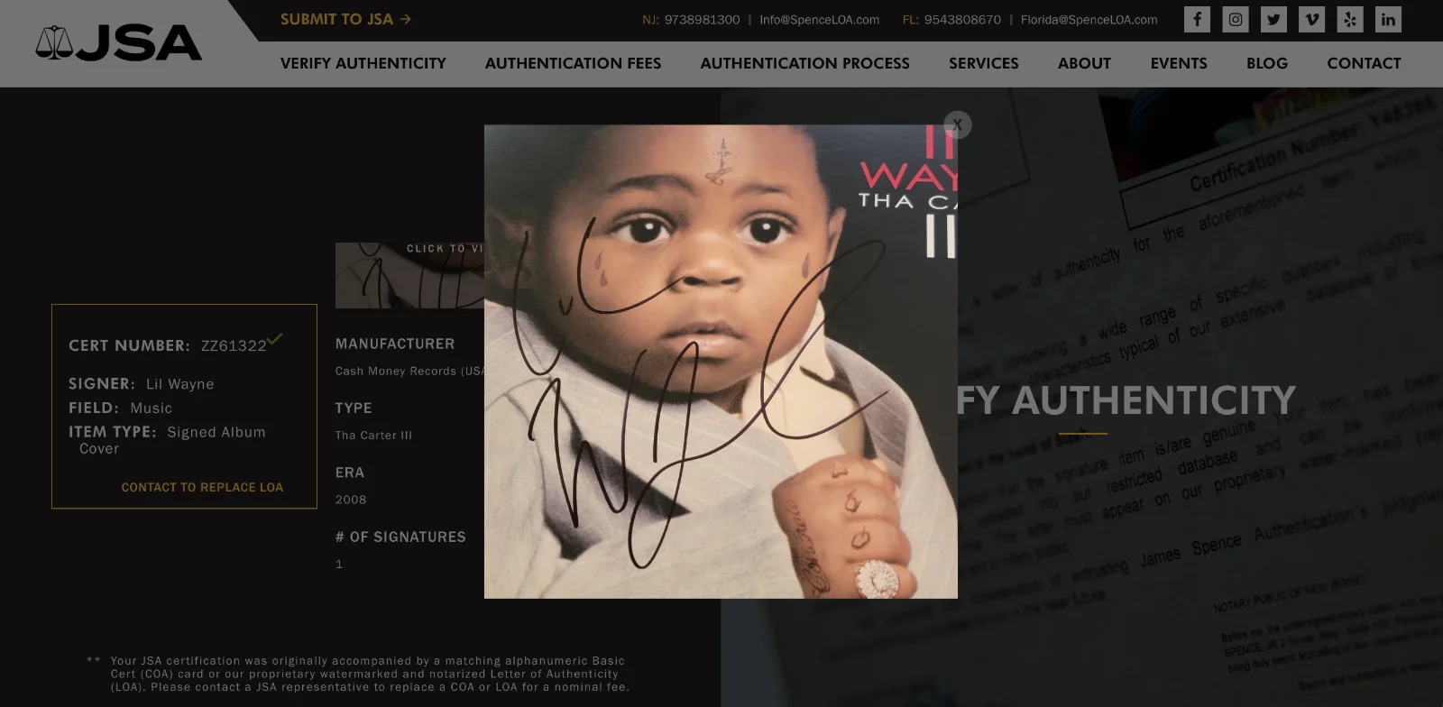 Lil Wayne Signed Tha Carter III 3 Vinyl Record JSA LOA ZZ61322, изображение 5