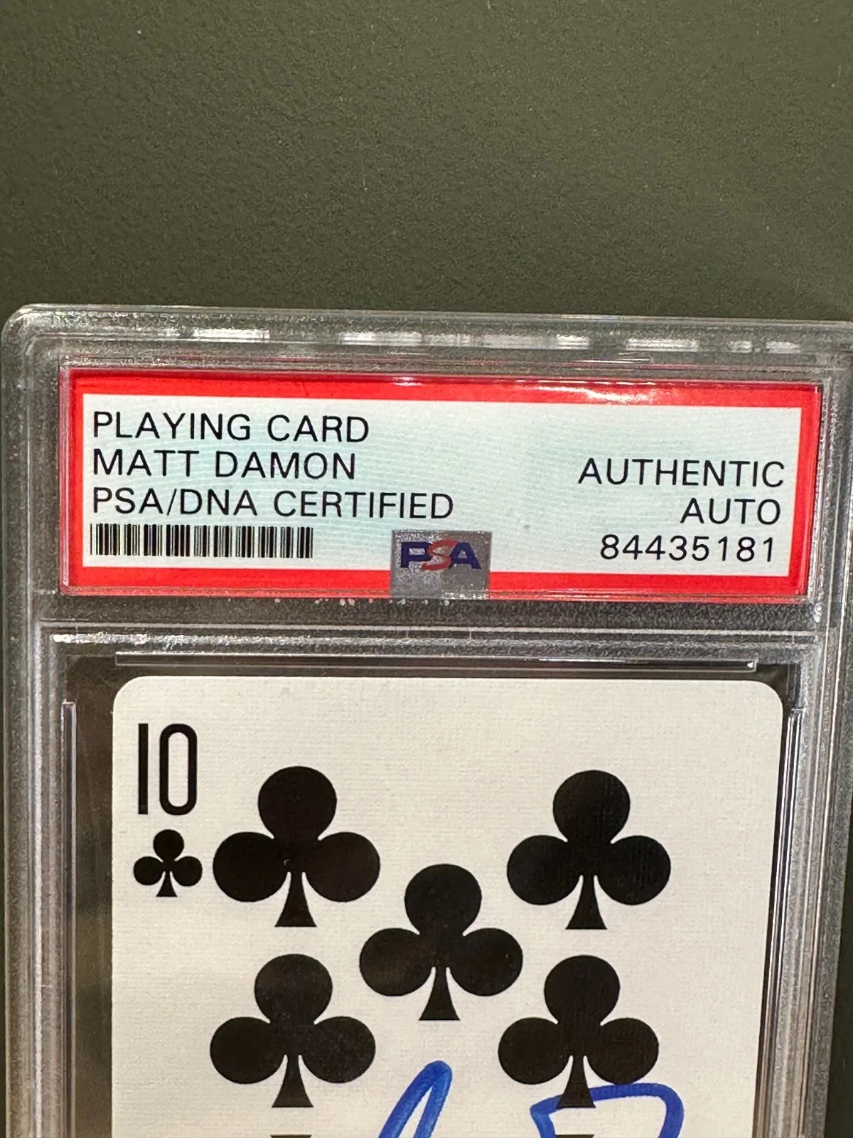 Matt Damon — Matt Damon Signed Autographed Playing Card PSA DNA Certified Authentic Ten of Cl, изображение 3
