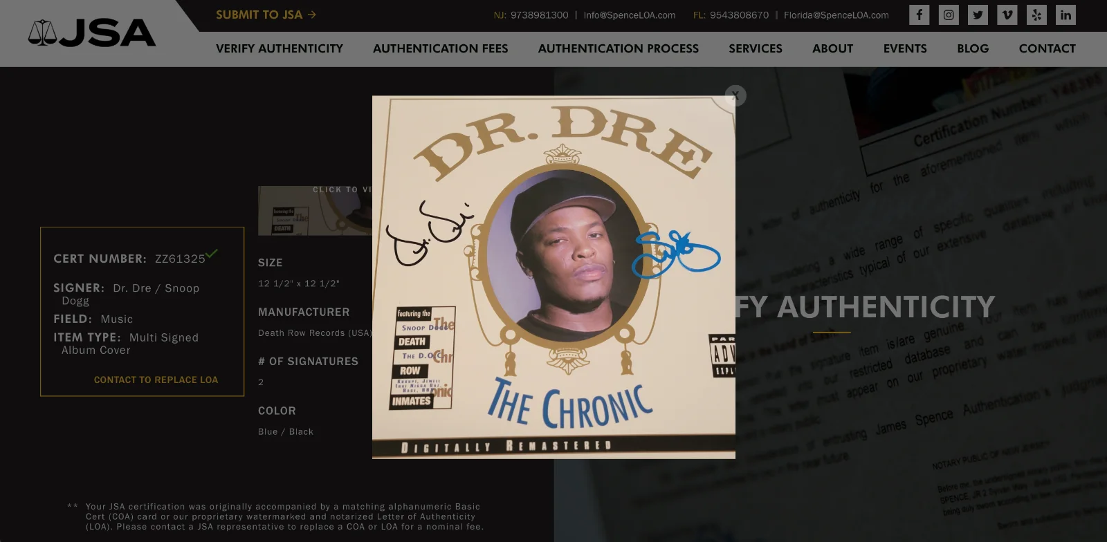 Dr. Dre & Snoop Dogg Signed The Chronic Vinyl Record JSA LOA ZZ61325, image 5