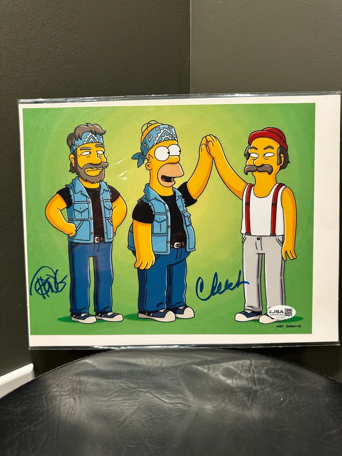 Cheech Marin, Tommy Chong — Cheech Marin Tommy Chong Dual Signed Simpsons 8x10 Photo JSA COA Homer Authentic