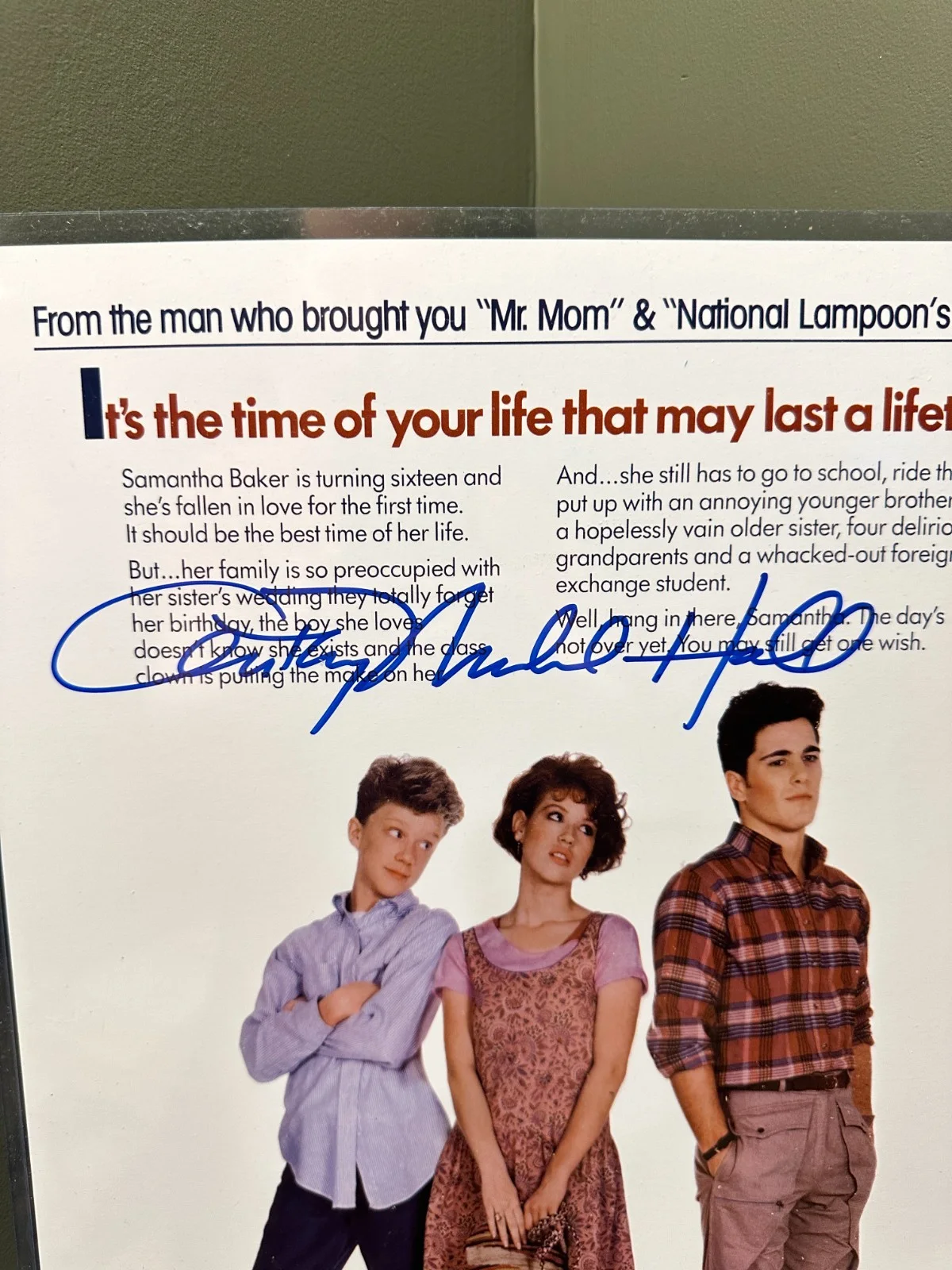 Anthony Michael Hall — Anthony Michael Hall Signed Sixteen Candles 11x17 Movie Poster Schwartz COA The, изображение 2
