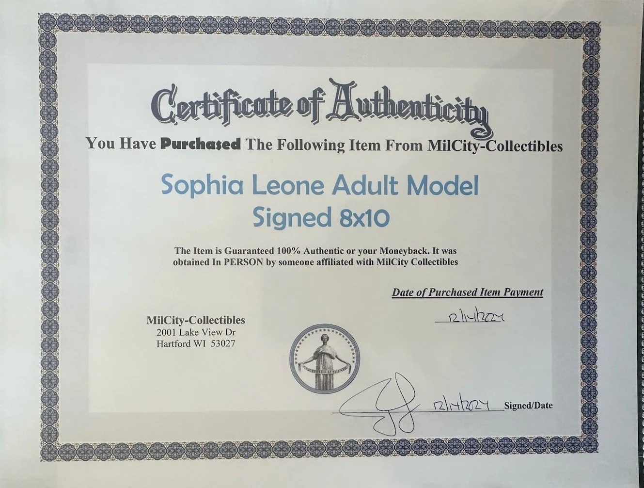 Sophia Leone — 8 X 10 Sophia Leone Adult Film Star - Very Sexy Includes Autograph With COA., изображение 4