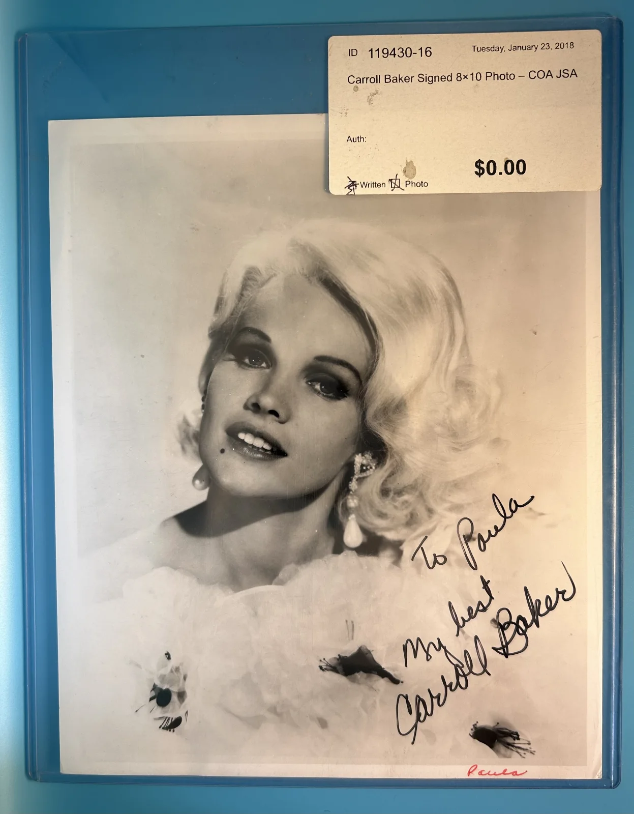 Carroll Baker — Carroll Baker Signed Photo 8x10 Photography JSA Autographs - Hollywood Actress
