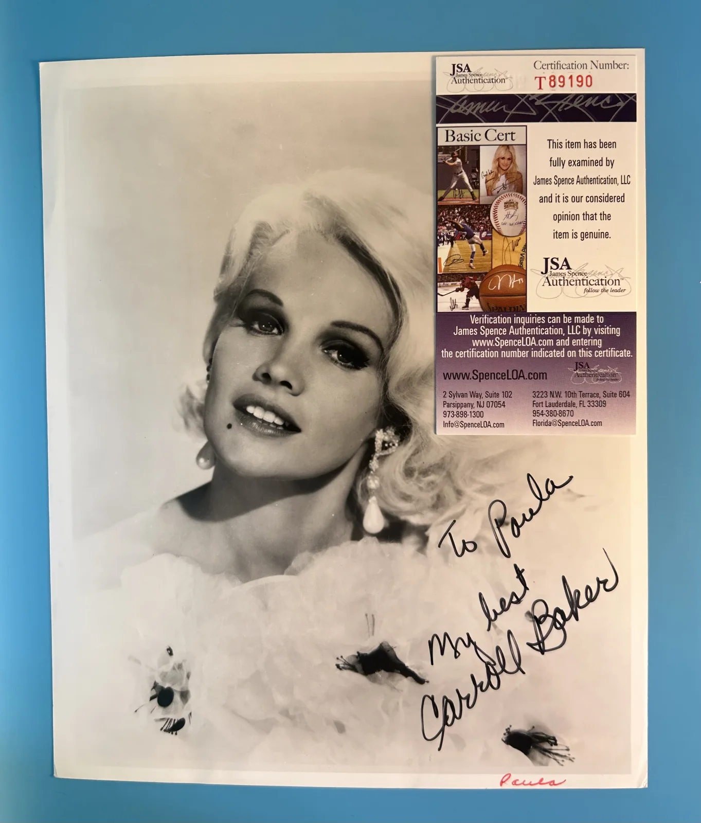 Carroll Baker — Carroll Baker Signed Photo 8x10 Photography JSA Autographs - Hollywood Actress, изображение 2