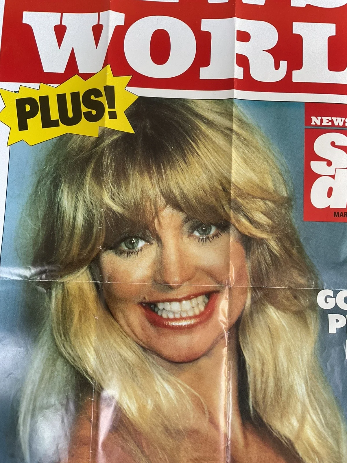 4-3-1990 - GOLDIE HAWN - NEWS OF THE WORLD - RARE UK DISPLAY POSTER - 30” x 20”, изображение 3