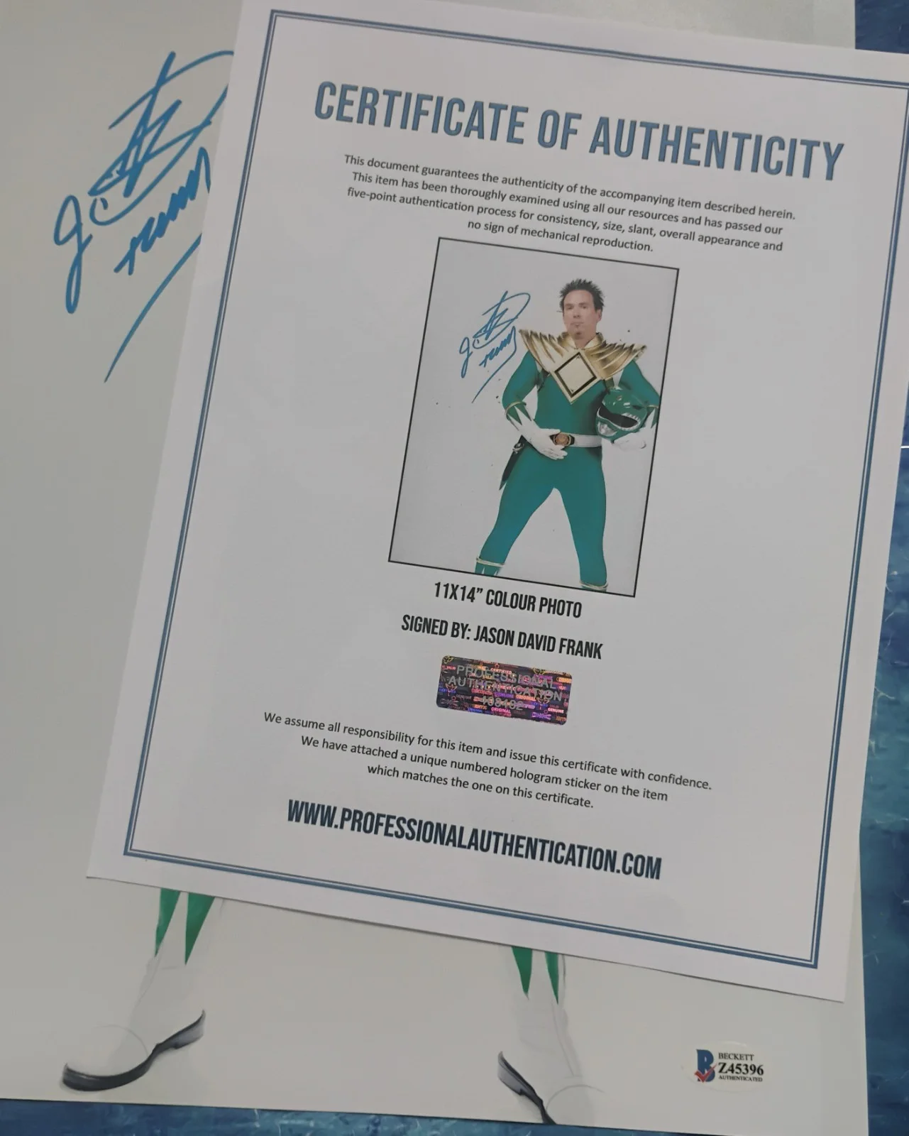 Jason David Frank Hand Signed 11x14 Photo COA Power Rangers NO US TARIFFS, изображение 4
