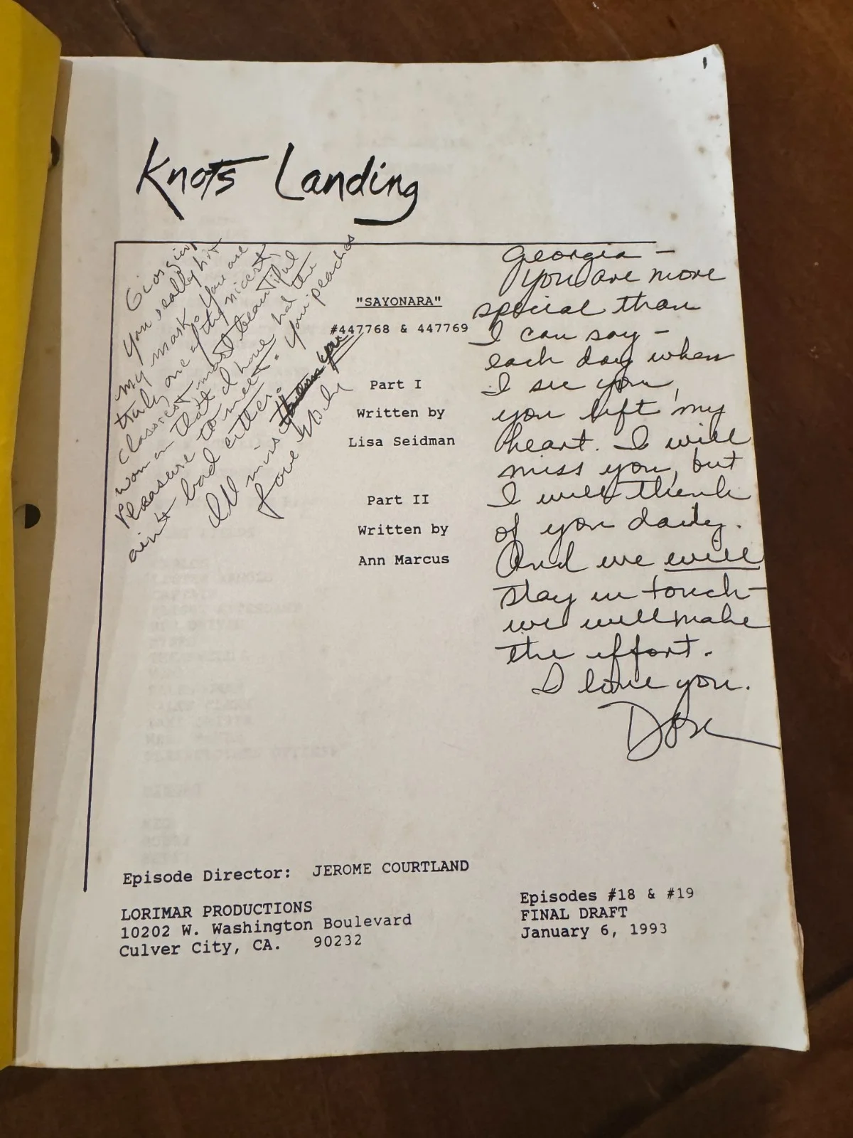 🎬 Knots Landing Final Episode Script “Sayonara”– Original Signed Cast Script, image 2