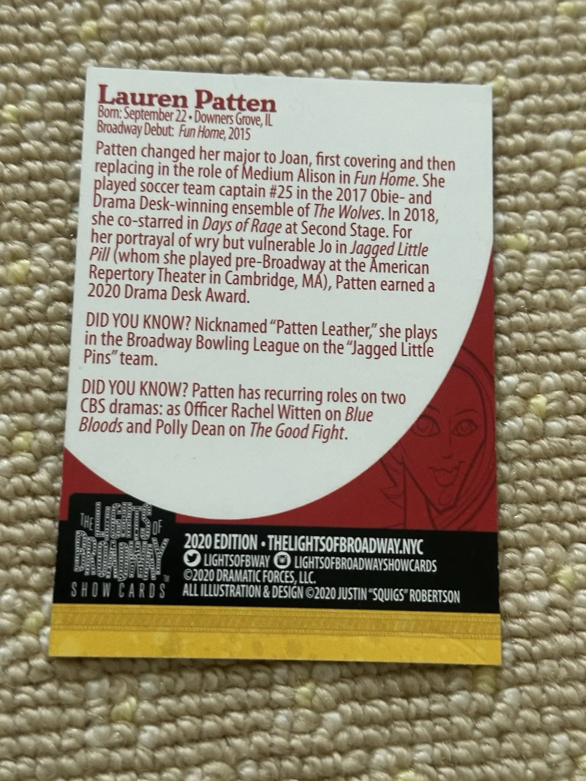Lauren Patten Signed Lights Of Broadway Card, image 2
