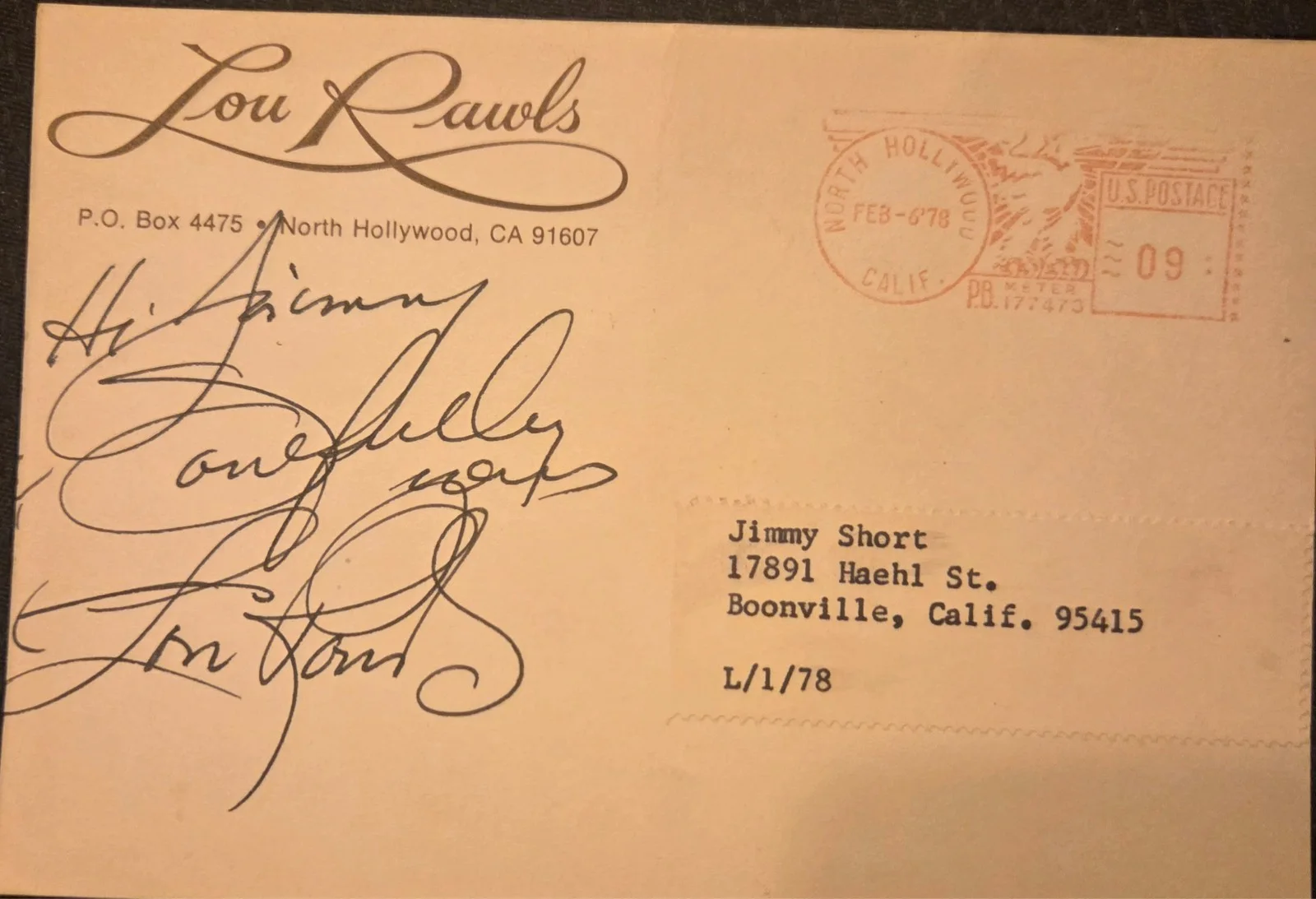 Lou Rawls — Lou Rawls Signed 4x6 Postcard Autographed Music Legend Singer Grammy Winner, изображение 2