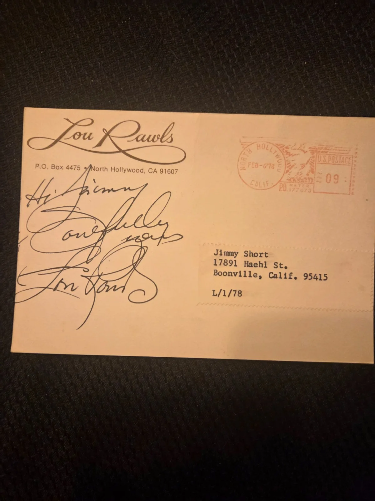 Lou Rawls — Lou Rawls Signed 4x6 Postcard Autographed Music Legend Singer Grammy Winner, изображение 3