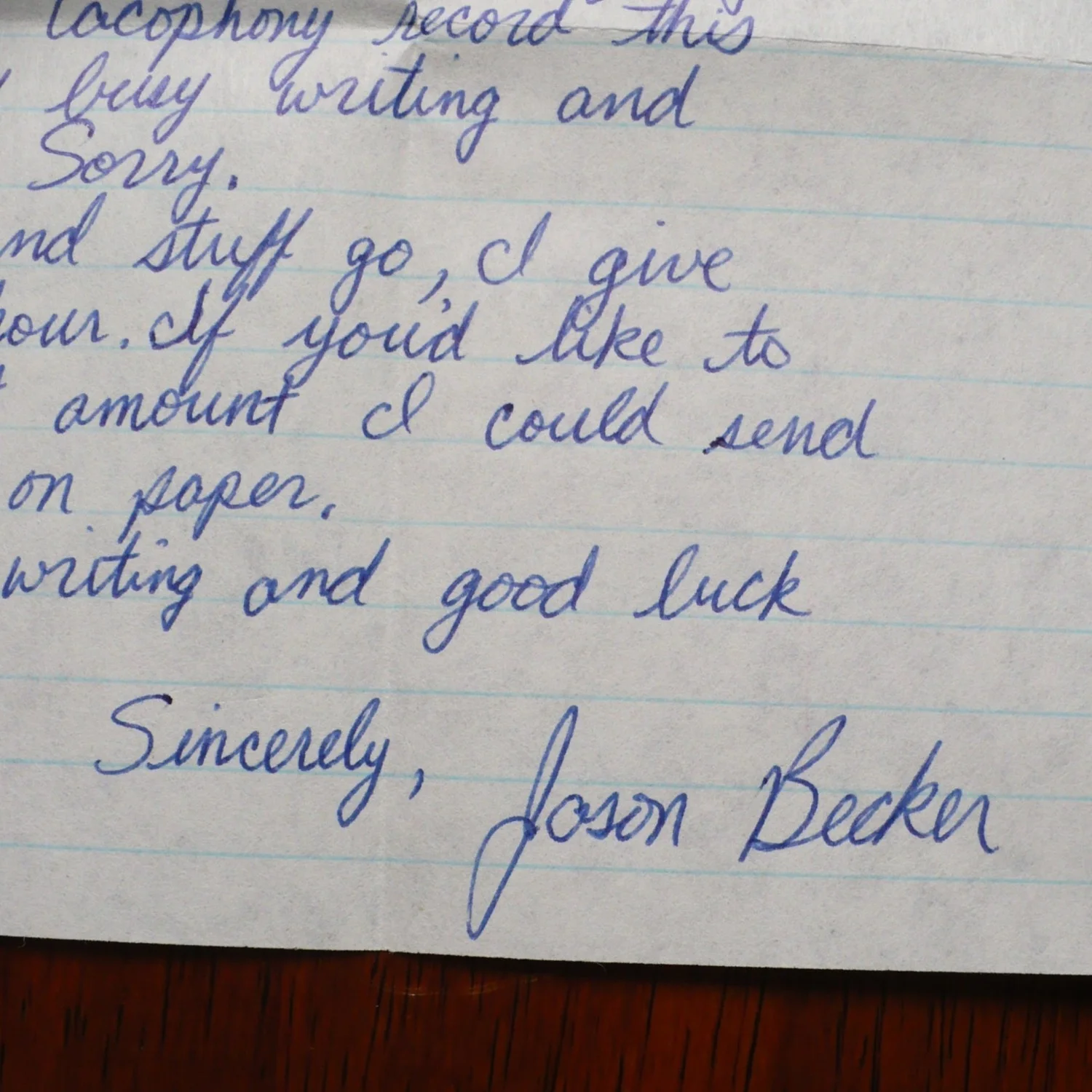 1988 Jason Becker Handwritten Letter Autograph Cacophony 'Go Off!' Recording Era, изображение 5