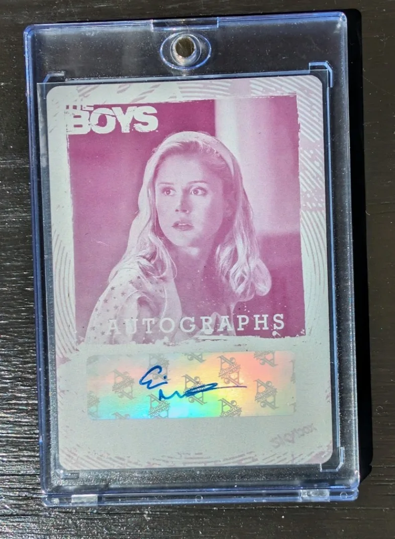 Erin Moriarty — 2025 Skybox The Boys Starlight Erin Moriarty Magenta Printing Plate Auto 1/1