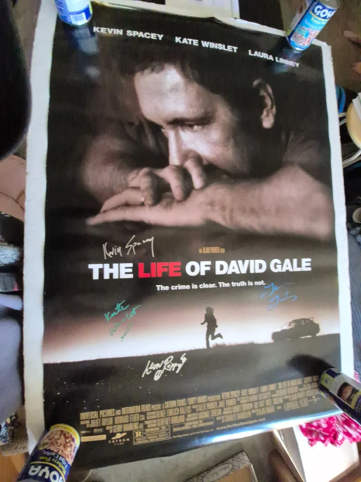 SEE BELOW — THE LIFE OF DAVID GALE ---CAST SIGNED MOVIE POSTER-w/COA ekim, изображение 2