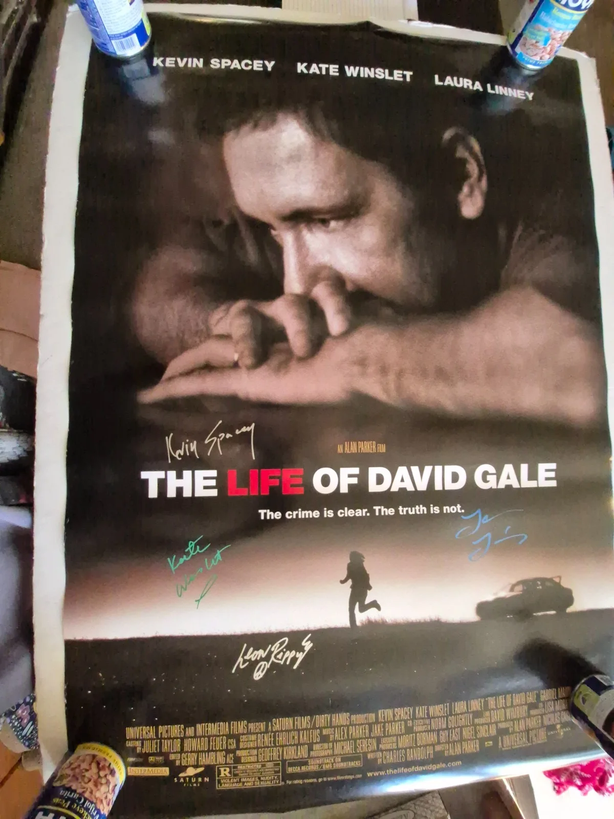 SEE BELOW — THE LIFE OF DAVID GALE ---CAST SIGNED MOVIE POSTER-w/COA ekim, изображение 3