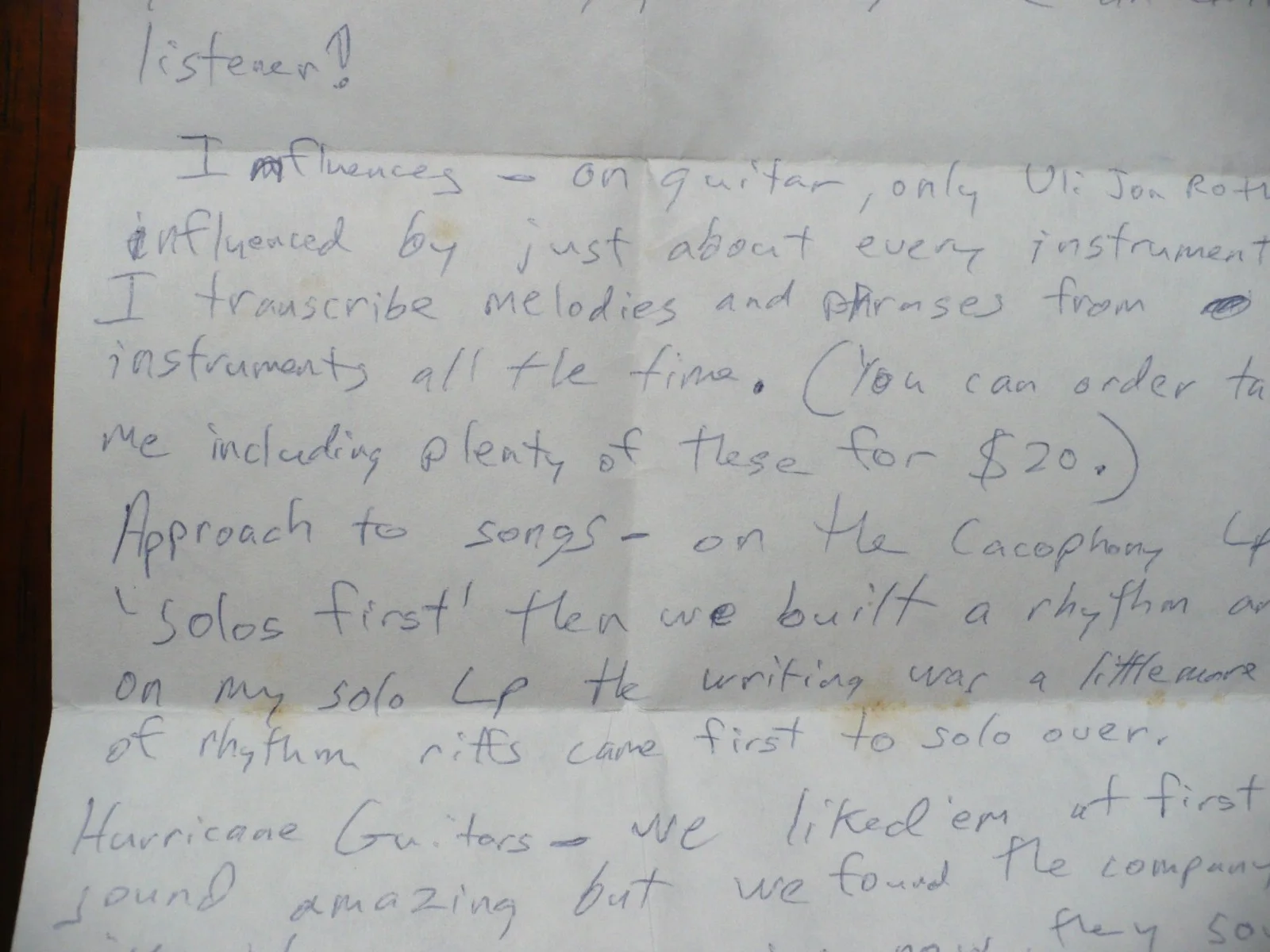 1988 Marty Friedman Handwritten Letter & Envelope Autograph Recording Cacophony, изображение 5