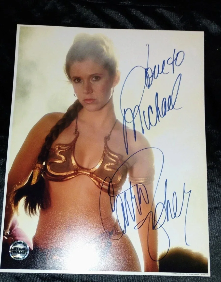 Carrie Fisher — Star Wars Princess Leia Signed By Carrie Fisher 11x14 Official Pix RARE GRAIL
