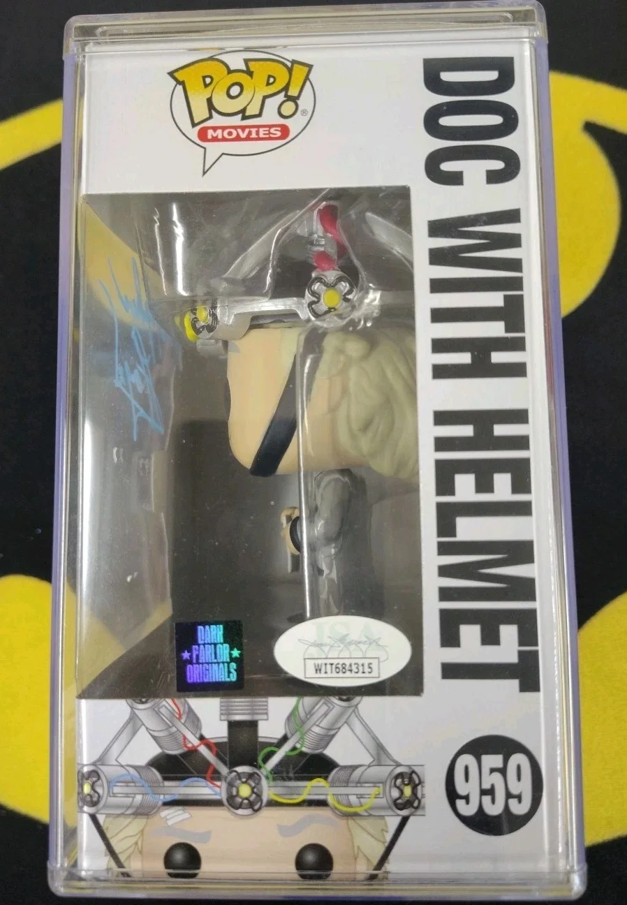 CHRISTOPHER LLOYD SIGNED DOC WITH HELMET BACK TO THE FUTURE FUNKO POP JSA, image 2