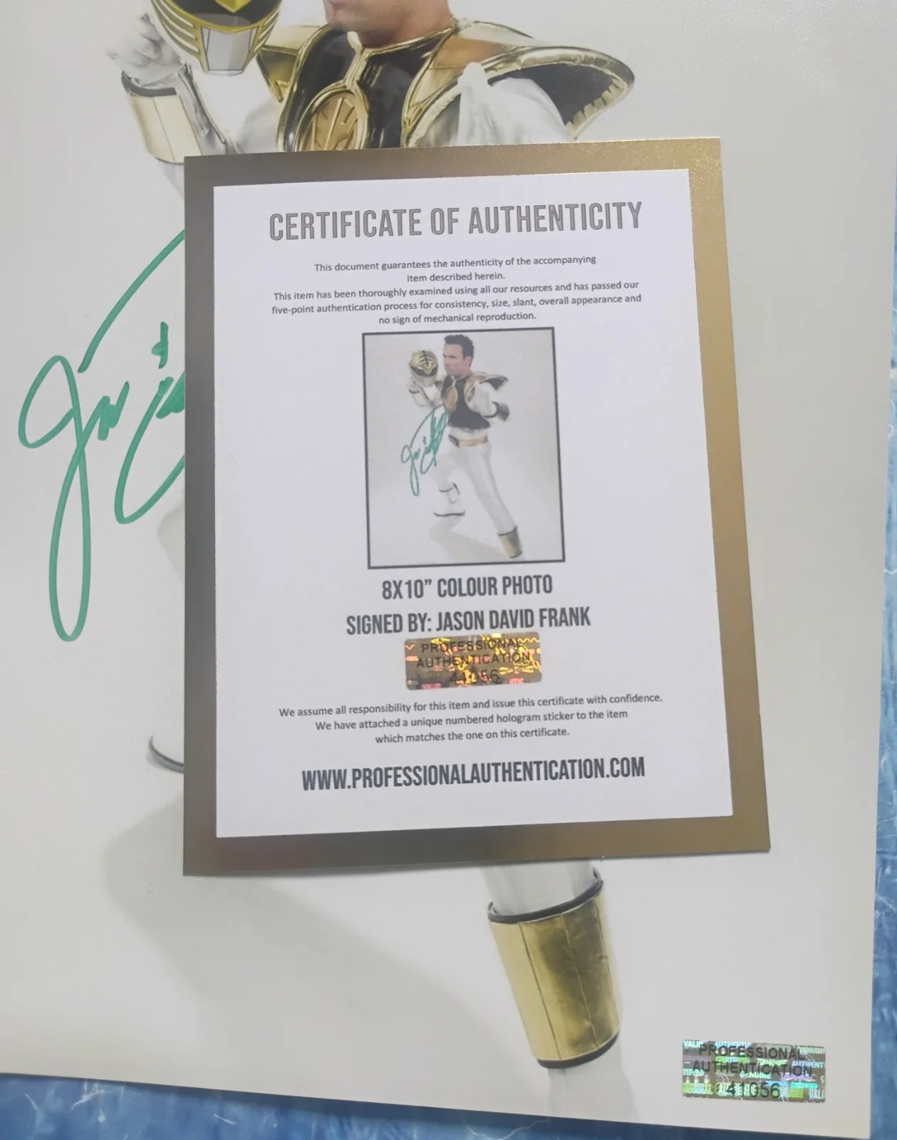 Jason David Frank Hand Signed 8x10 Photo COA Power Rangers NO US TARIFFS, изображение 4
