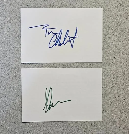 TIMOTHEE CHALAMET AND ARMIE HAMMER — TIMOTHEE CHALAMET SIGNED & ARMIE HAMMER SIGNED 4x6 INDEX CARD AUTOGRAPH