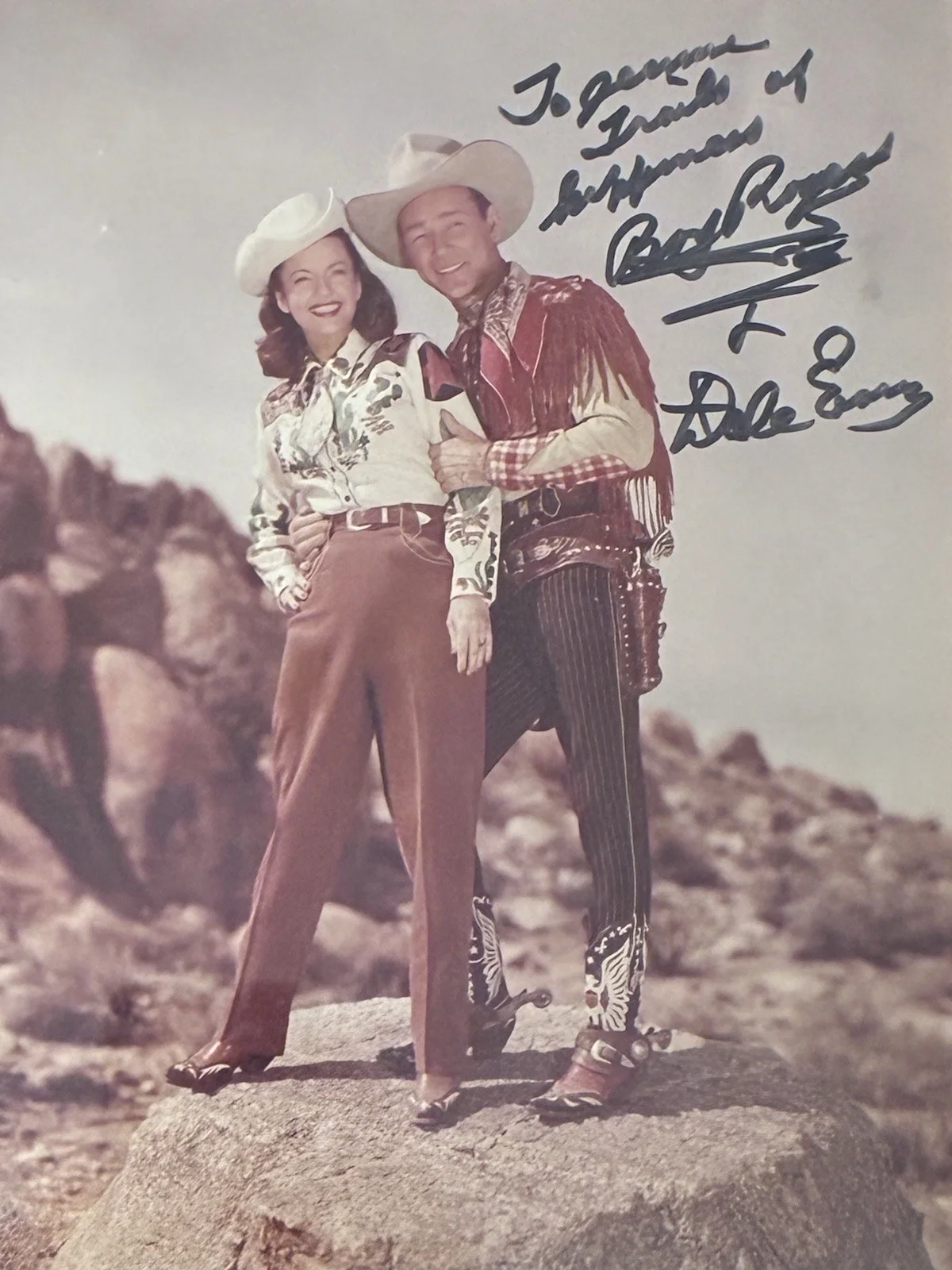 Roy Rogers Dale Evans Dual Signed Photo + Rogers Family Provenance Letter 1997, изображение 2