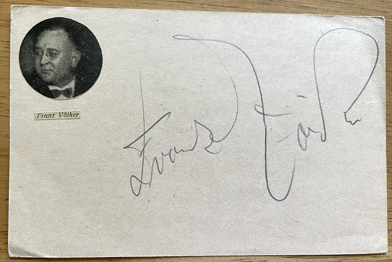 German Opera Tenor Franz Volker Autograph, image 2