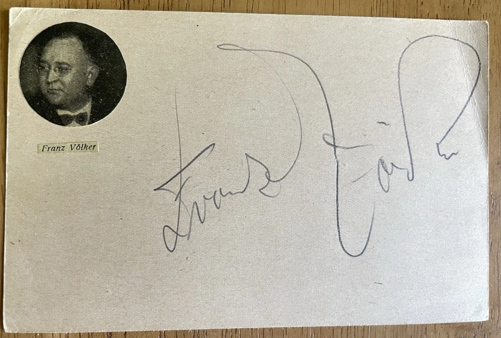 German Opera Tenor Franz Volker Autograph, image 3