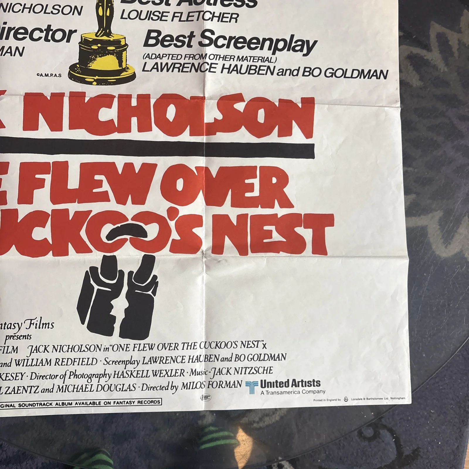 1975 UK Quad Movie Poster ONE FLEW OVER THE CUCKOOS NEST 40 x 30 Jack Nicholson, изображение 5