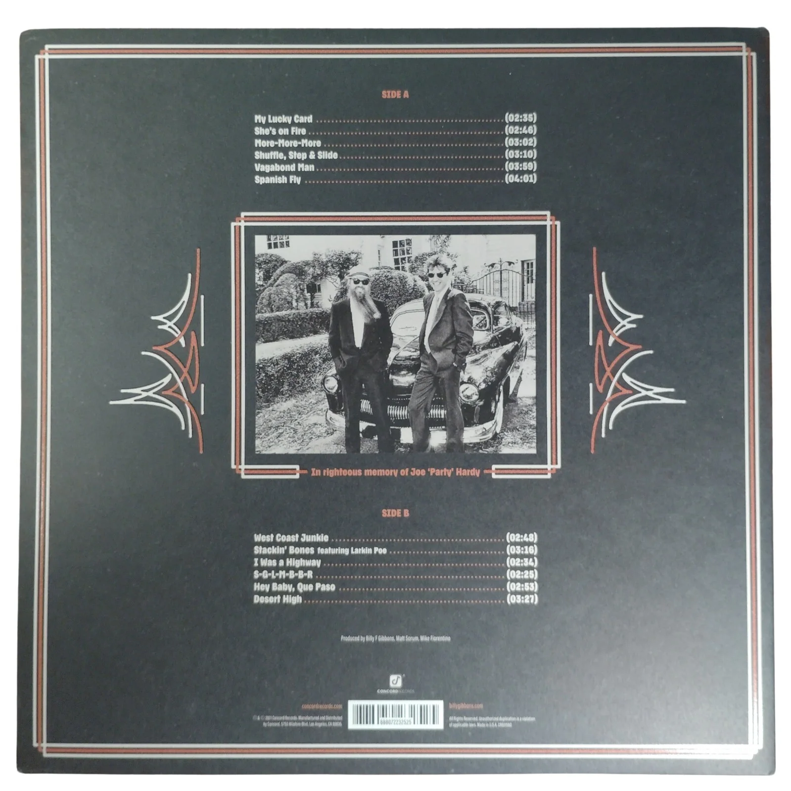 Billy F Gibbons — Billy F Gibbons Signed Hardware Orange Vinyl LP Beckett BAS COA Rock Memorabilia, изображение 5