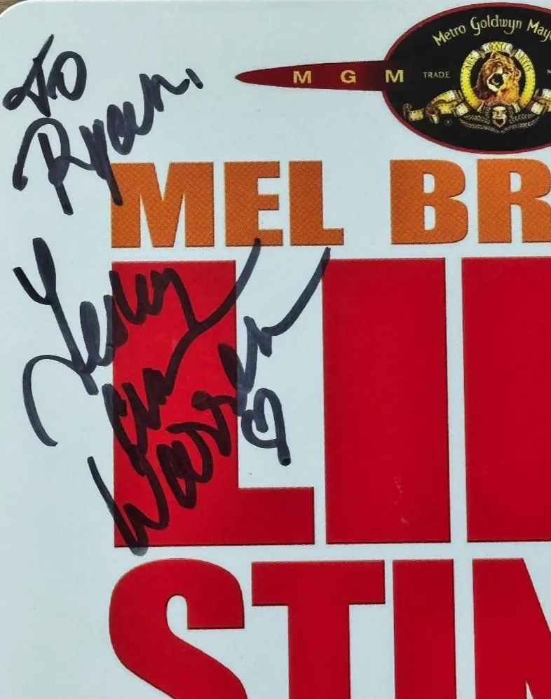 Mel Brooks — Mel Brooks & Lesley Ann Warren SIGNED 8" x 5.5" DVD Backer Card 'Life Stinks', image 4