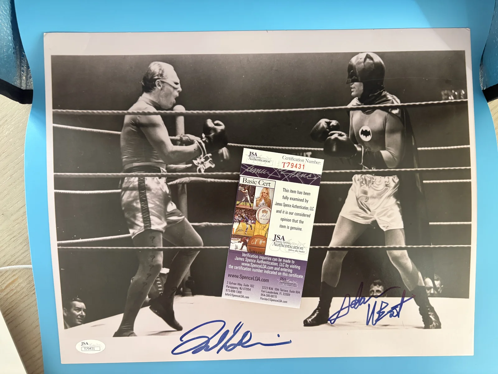 Adam West & Frank Gorshin — 1967 Batman "Ring Around the Riddler" Ep Signed - Adam West & Frank Gorshin