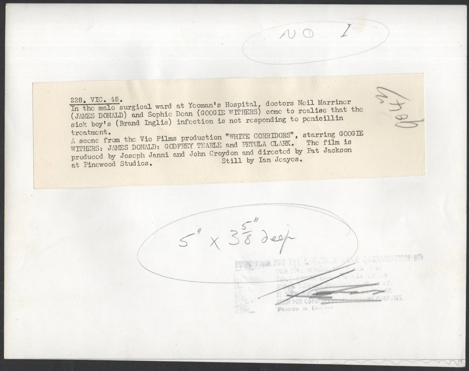 WHITE CORRIDORS 1951 Googie Withers, James Donald 10x8 STILL #45, изображение 2