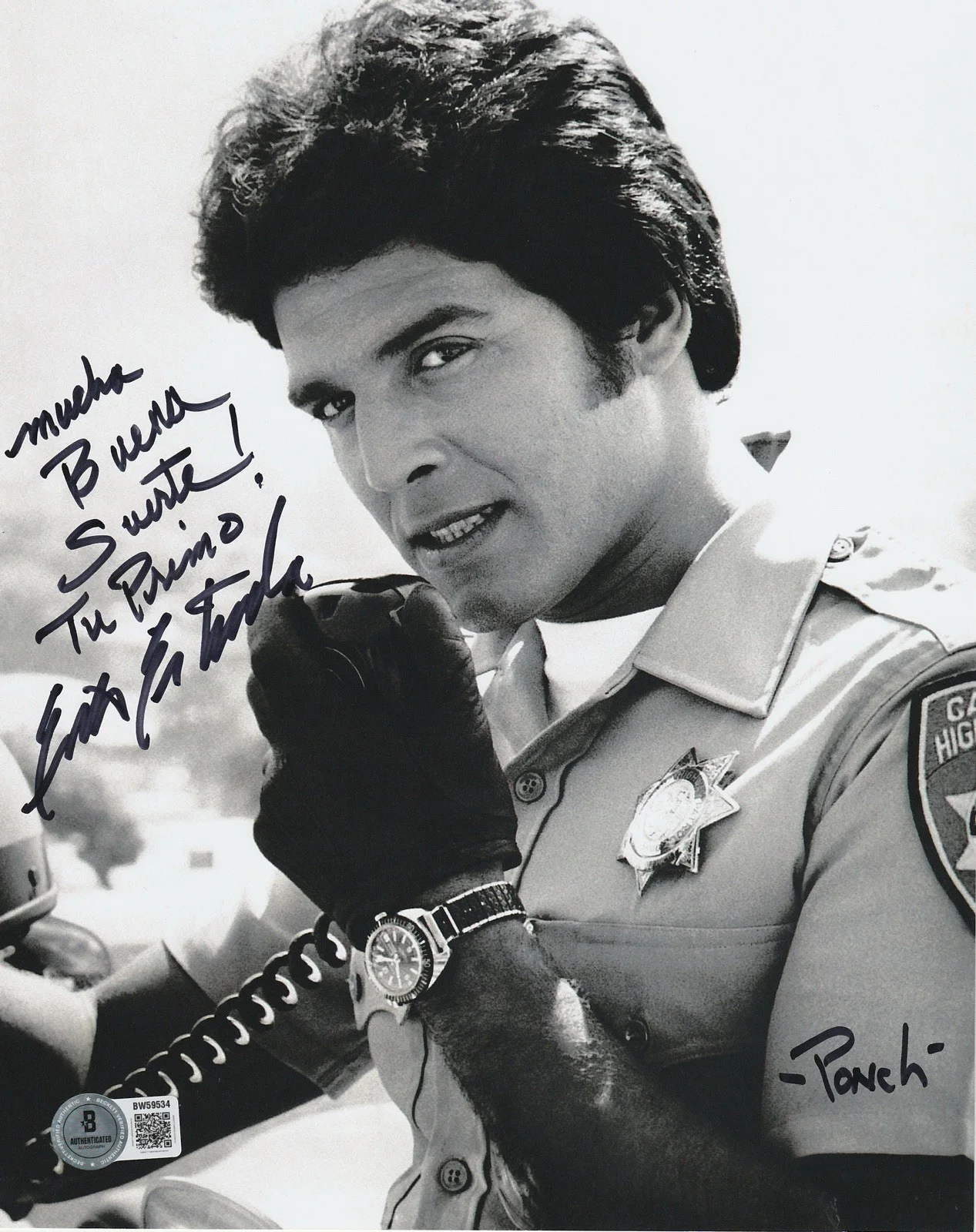Erik Estrada — Erik Estrada Actor signed Ponch CHiPs 8x10 photo Beckett COA autographed.
