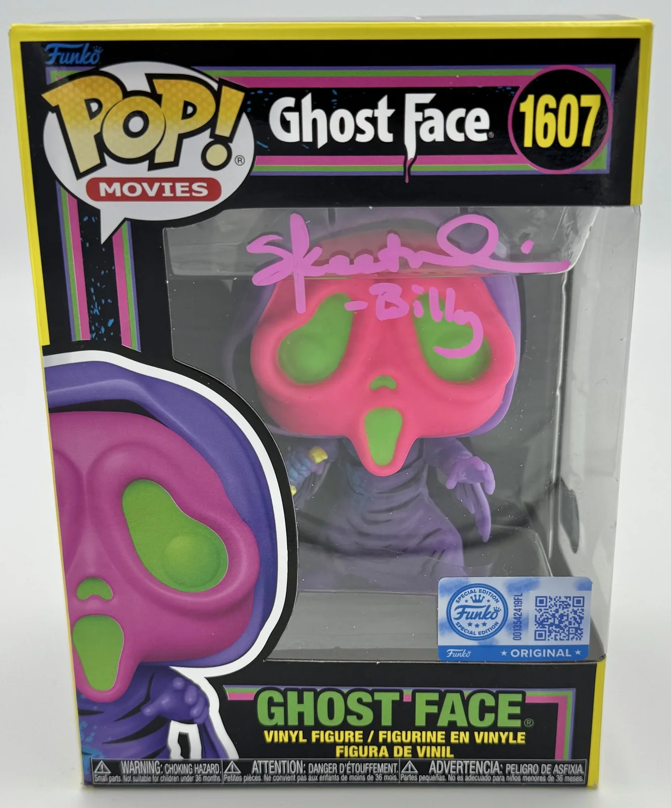 Skeet Ulrich — Skeet Ulrich signed Ghostface Blacklight Funko 1607 Scream Billy Loomis BAS 17