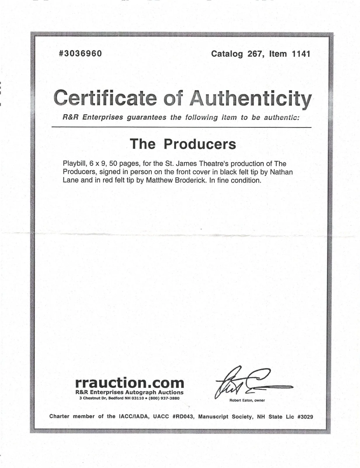 Matthew Broderick, Nathan Lane — Matthew Broderick & Nathan Lane Autographed "THE PRODUCERS" SIGNED PLAYBILL, изображение 2