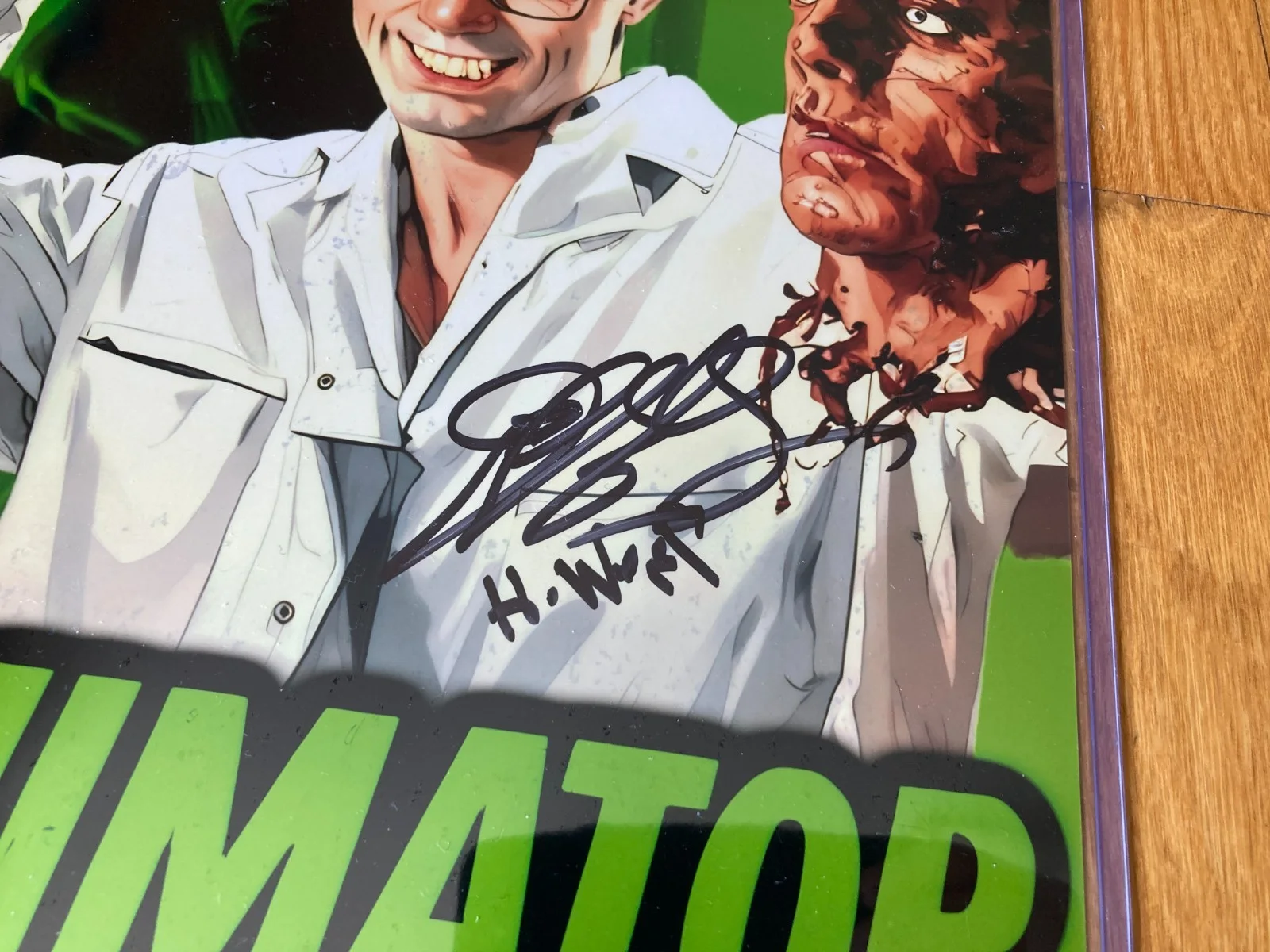 Bruce Abbott, Barbara Crampton, Jeffrey Combs — Jeffrey Combs Barbara Crampton Abbott Re-Animator Signed 11x17 LE photo /30 BAS, изображение 3