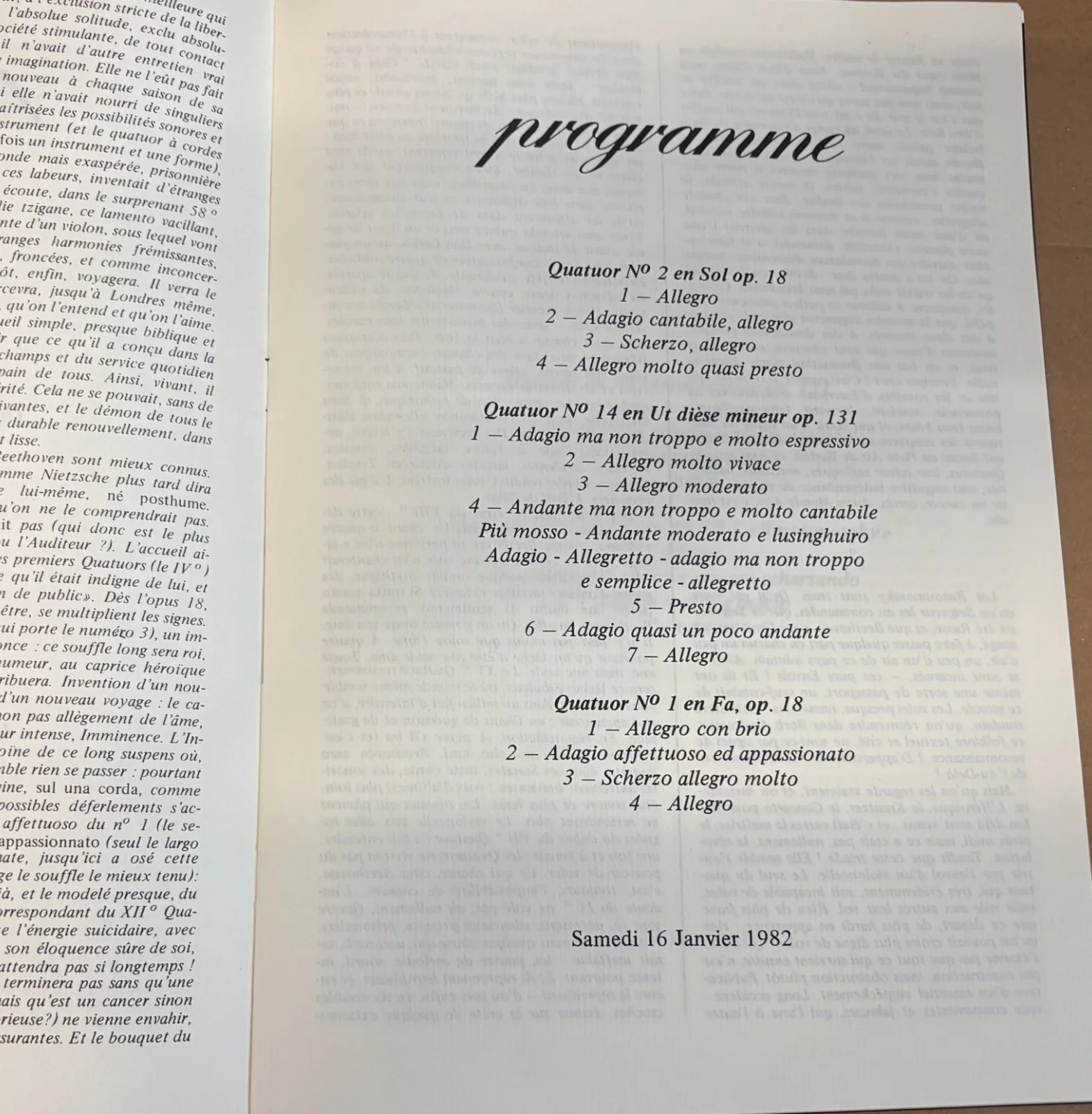 AMADEUS QUARTET BEETHOVEN the quartets THEATRE DES CHAMPS ELYSEES program 1982, image 3