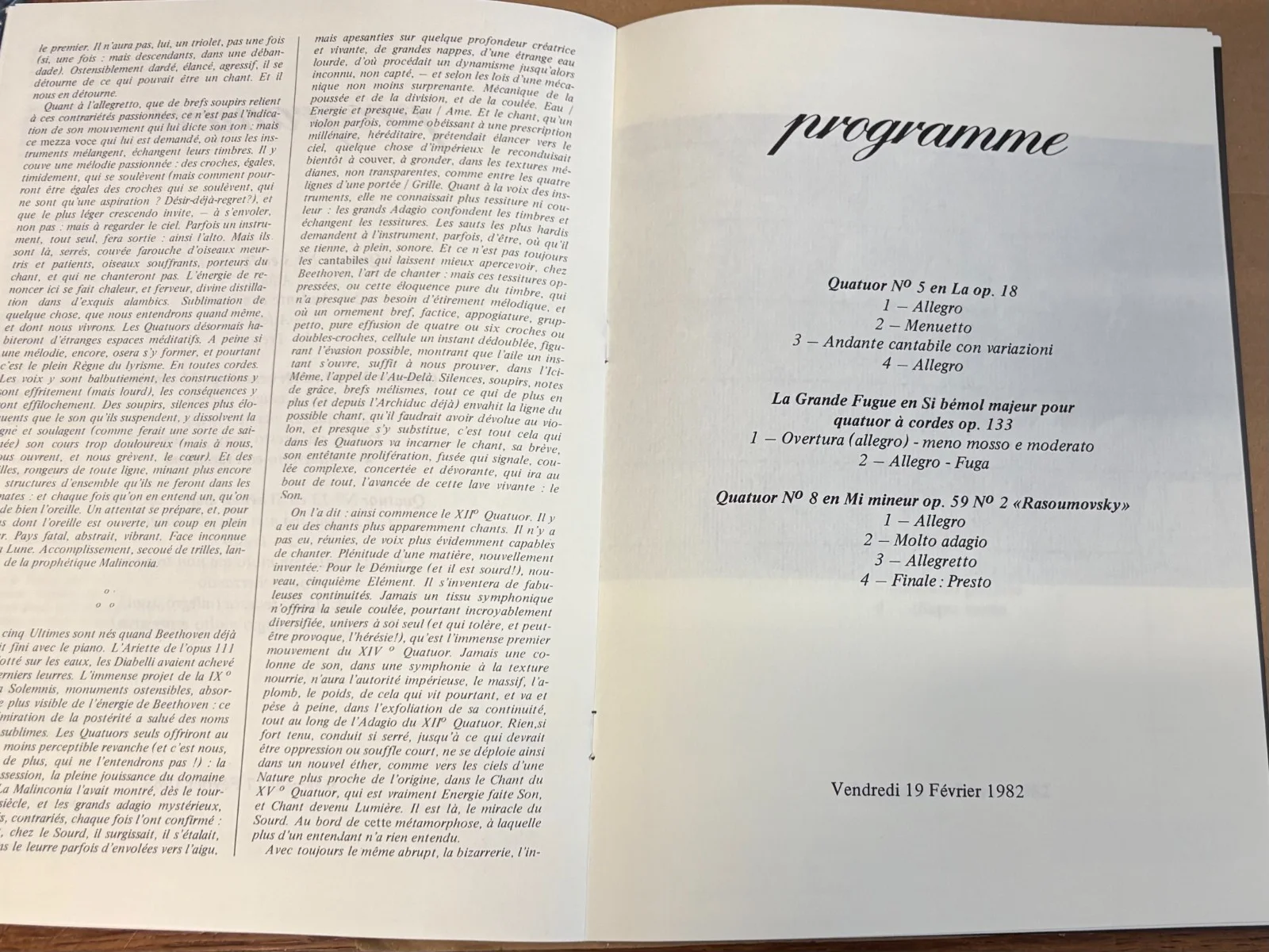 AMADEUS QUARTET BEETHOVEN the quartets THEATRE DES CHAMPS ELYSEES program 1982, image 5