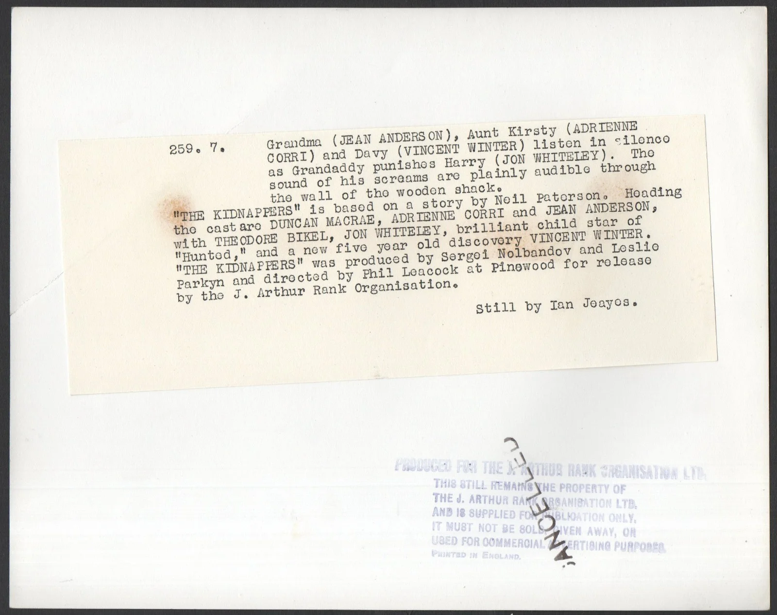 KIDNAPPERS 1953 Jean Anderson, Adrienne Corri, Vincent Winter STILL #7, image 2