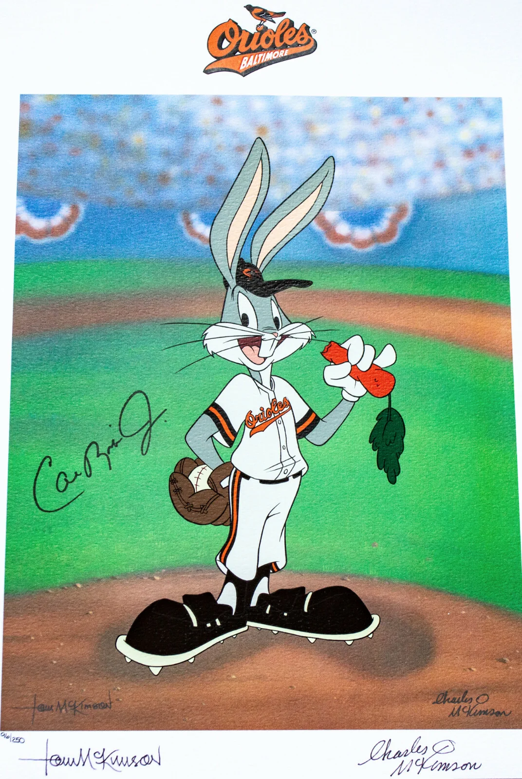 Cal Ripken Jr — Cal Ripken Jr. Double Signed Autograph Bugs Bunny Looney Tunes Lithograph #d/250, image 3