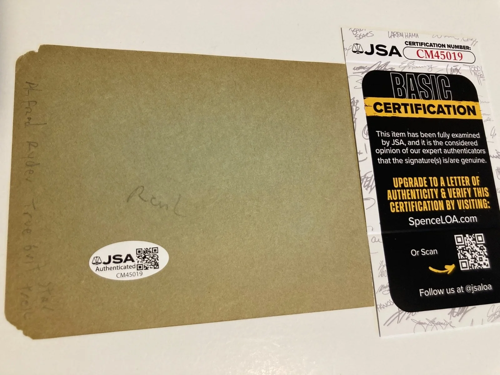 ALFRED RYDER — ALFRED RYDER signed 4x5 paper "STAR TREK", "TRUE GRIT", "GUNSMO JSA #CM45019, изображение 2