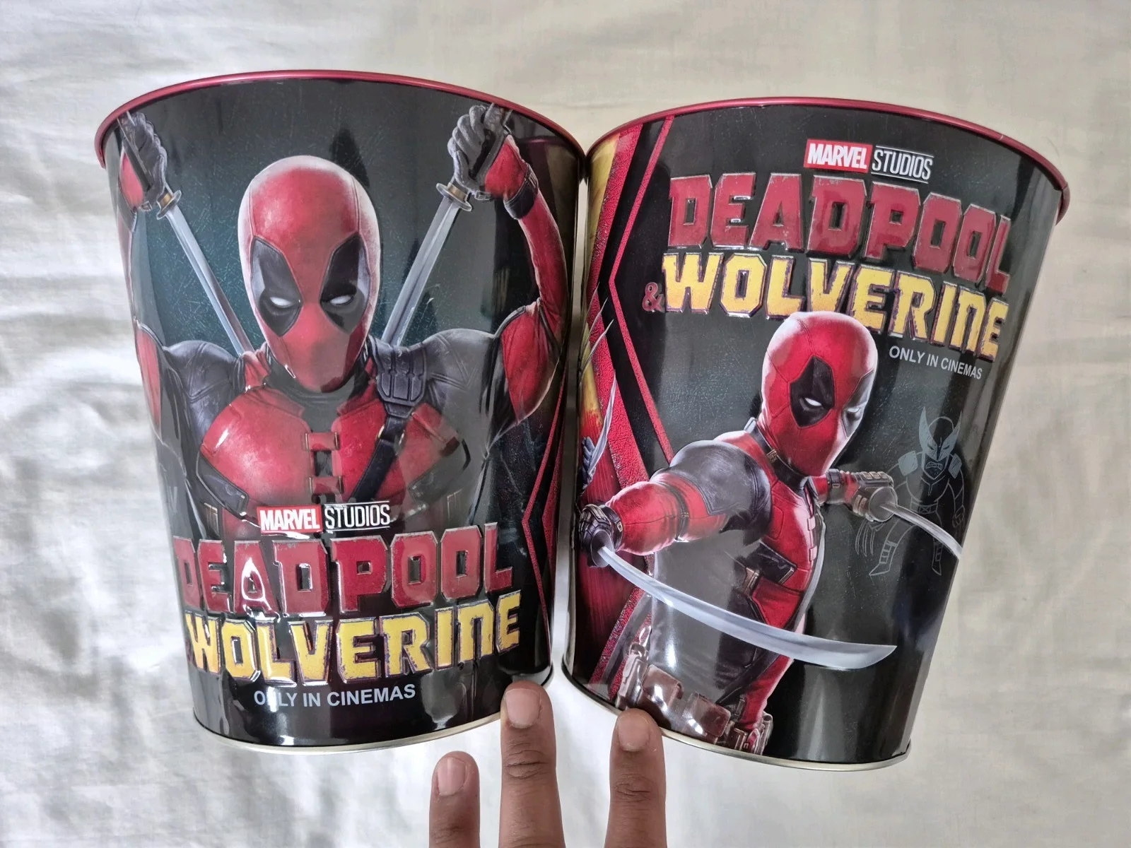 2x Different Deadpool and wolverine popcorn bucket tins cinema exclusive uk, изображение 2