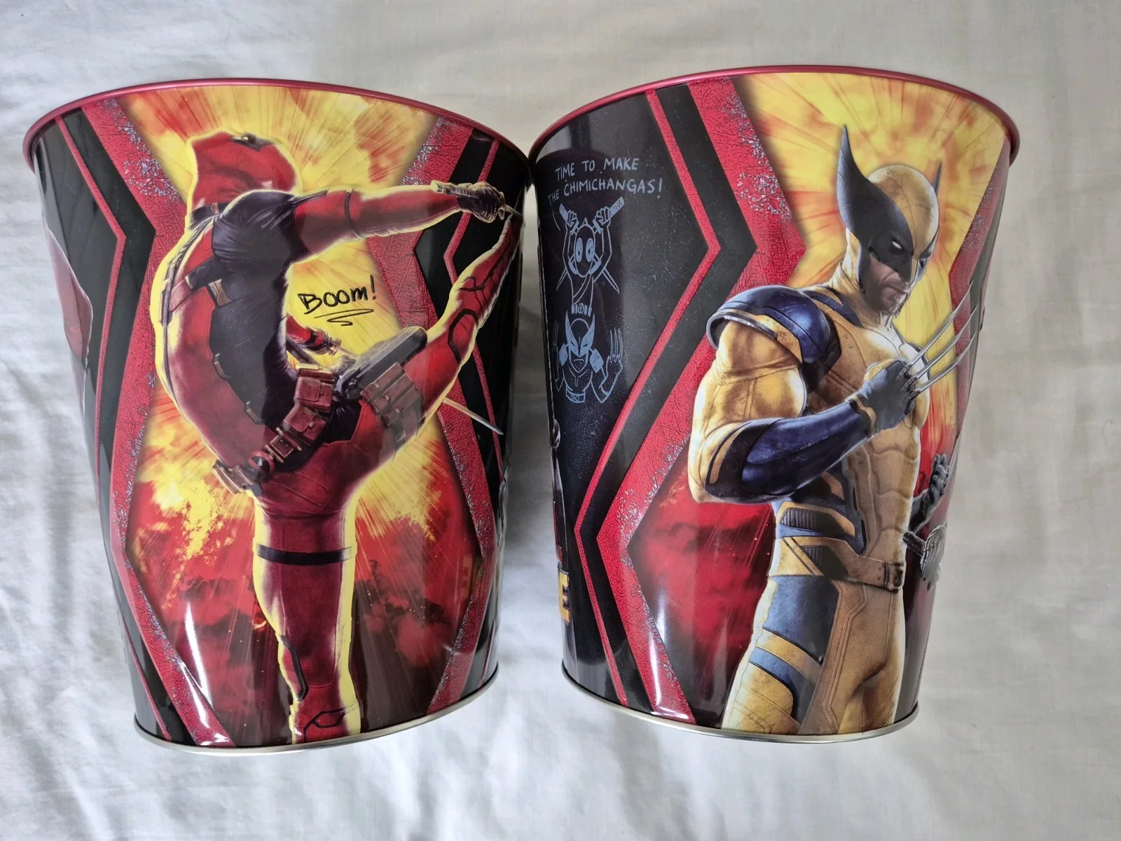 2x Different Deadpool and wolverine popcorn bucket tins cinema exclusive uk, изображение 3